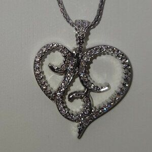 14K White Gold .50 CTW Diamond Heart Necklace